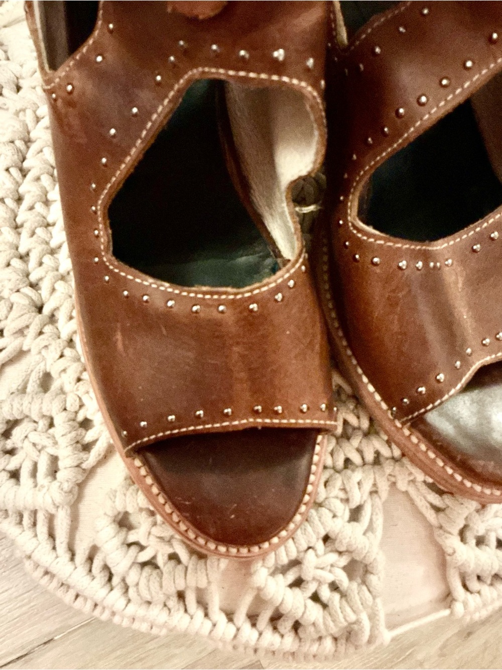 Freebird by Steven Cosmic Studded Leather Sandals Size 8 Brown | Made in Mexico - Picture 6 of 15